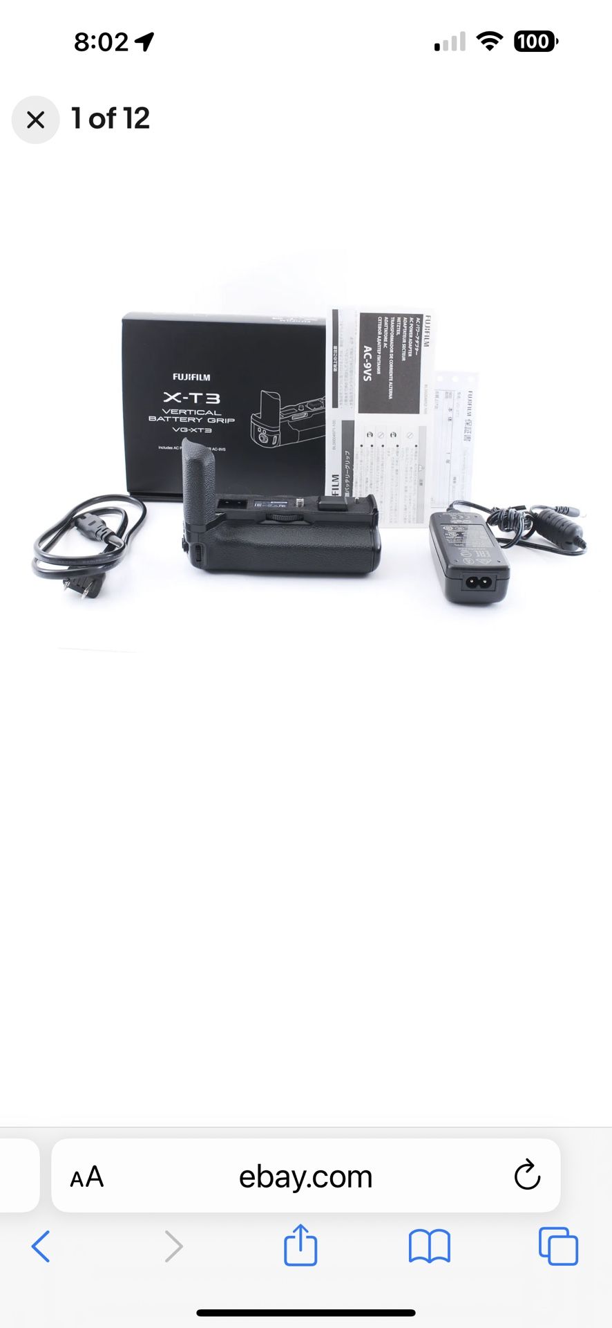 Fujifilm XT3 battery grip. Open Box. Never Used.