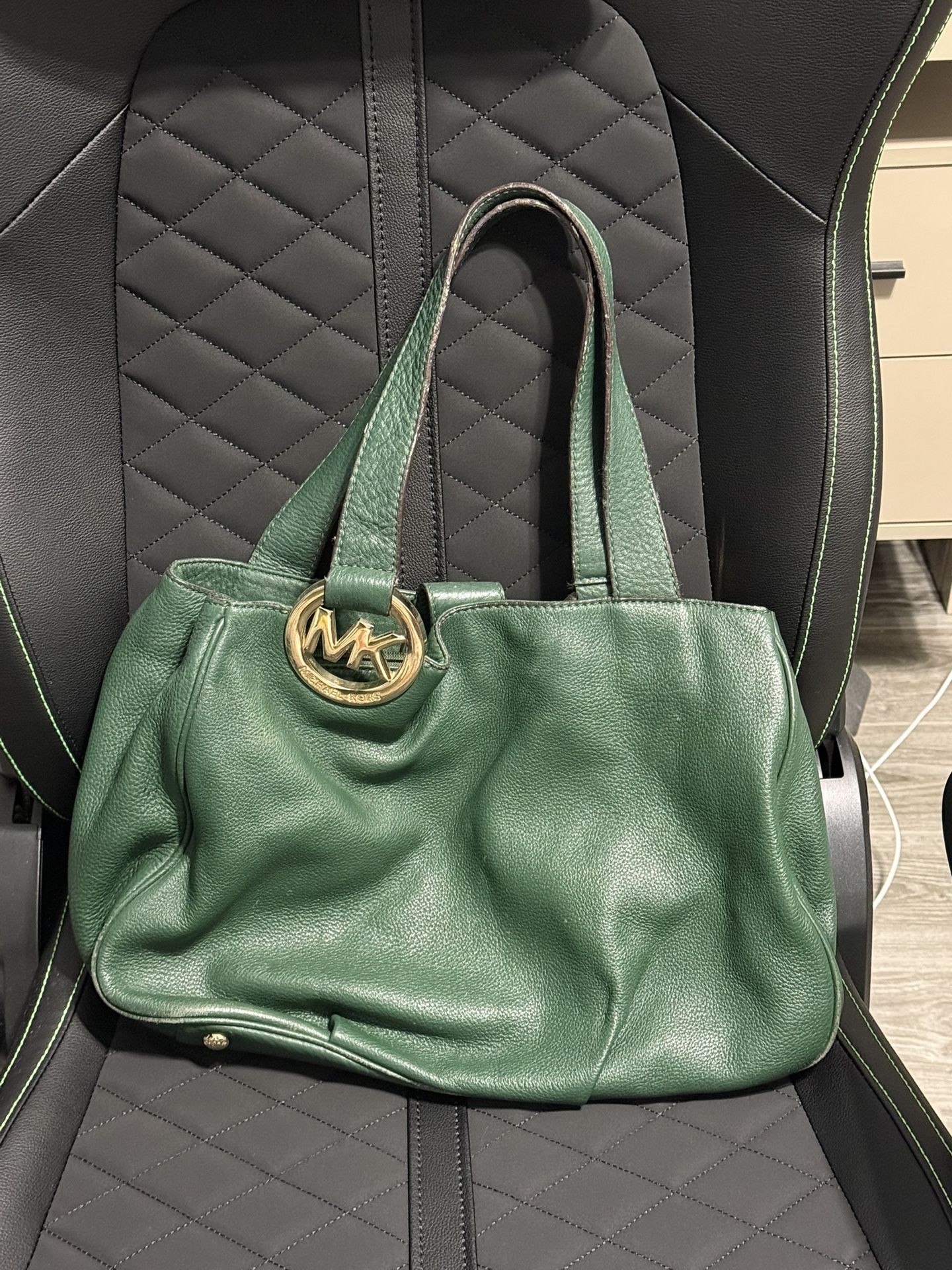 Micheal Kors Green Leather Satchel Medium Bag