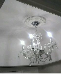 Genuine white/clear 6 light crystal chandelier 24"×24" shines like vs1 diamonds