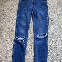 H&M Divided Jeans Womens Medium Blue Distressed Denim Skinny Leg Size 6