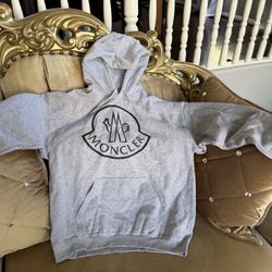 Moncler Logo Hoodie Gray L Size