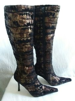 Luichiny Cut Velvet Black & Copper Boots-7B