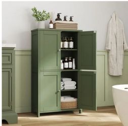 Bathroom Storage Floor Cabinet Organizer with Adjustable Shelf