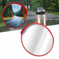 Round Convex Traffic Safety Mirror Red