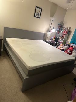 IKEA Gray King Bed Frame with Mattress