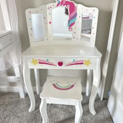 Kids Vanity Table (Dressing table) and Stool Set
