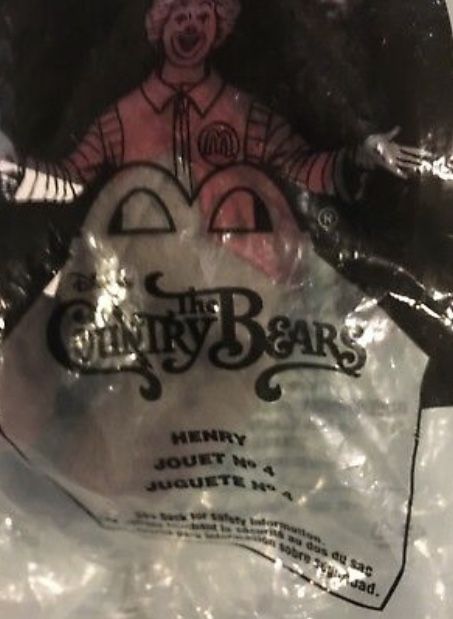 2001 Disney McDonalds The Country Bears Henry In Package Happy Meal Toy