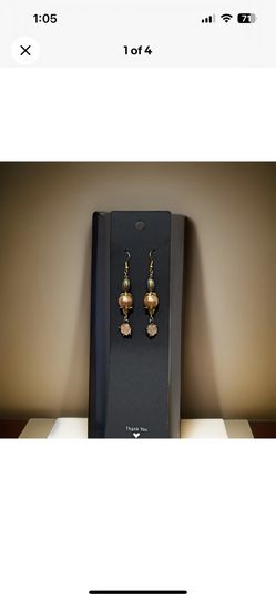 Beaded Rose Earrings On 18k Gold Plated Hooks  Handmade Valentine’s Day Gifts