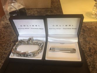 Colibri Stainless Steel Bracelet & Tie Clip