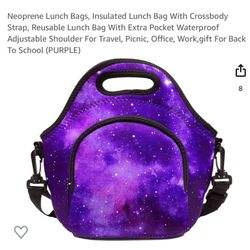 Brand new Neoprene Lunch Bags, Insulated Lunch Bag With Crossbody Strap, Reusable Lunch Bag With Extra Pocket Waterproof Adjustable Shoulder 