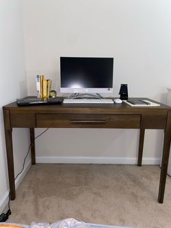 Mid-Century Wood Desk with Drawer