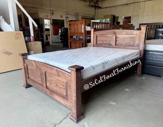 Brown full bed and mattress