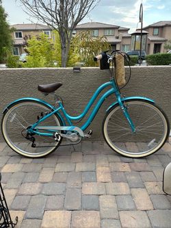 Teal Women's Cruiser Bike with Basket