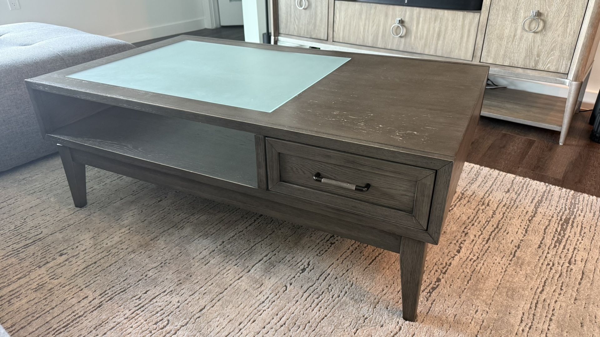 Wood & Glass Coffee Table - Grey/Greige - Modern