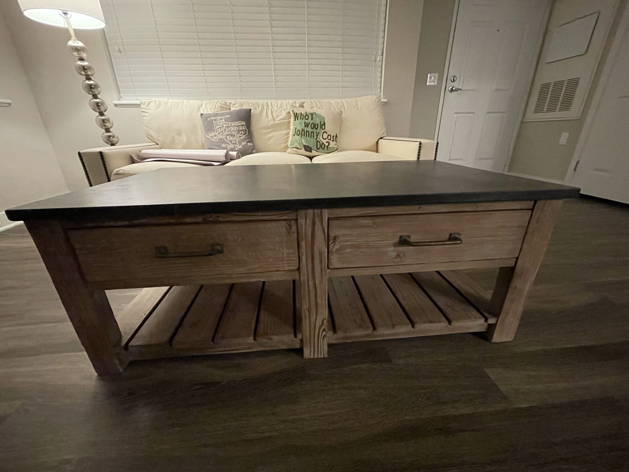 Pottery Barn Marble & Wooden Coffee Table
