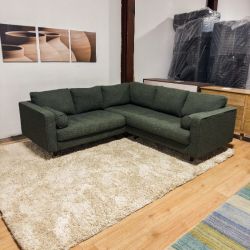 Sven 91" Tufted Corner Sectional - Green Wool Bouclé