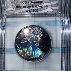 1942 Walking Liberty Half Dollar Ruthenium & Hologram 1 of 500