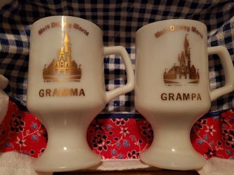 Disney Milk Glass mugs, Grandparents