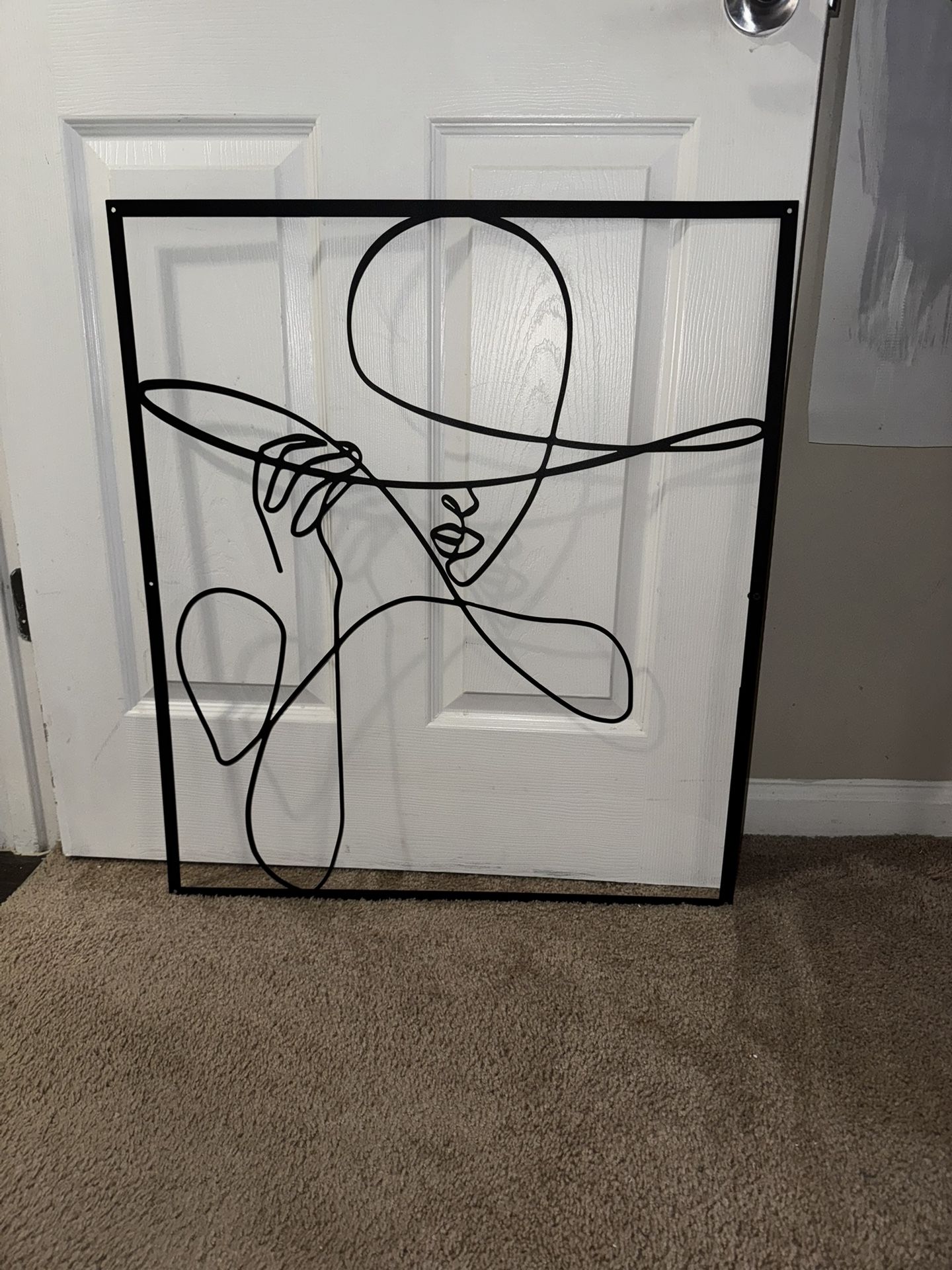 Black Metal Wall Art – Modern Line Drawing-moving Sale 