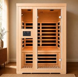 NEW 2-Person Infrared Sauna, Indoor Home Sauna Room Hemlock Wood Sauna Low EMF Far Infrared Heating
