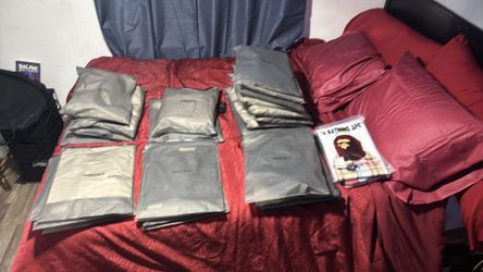 Essentials for sale and bape all sizes let me know I could do drop offs too