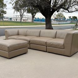 🛋️ Chateau d’Ax Italian Leather Sectional + Ottoman  High-quality Italian leather se