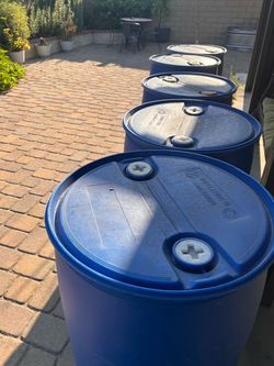 Blue Plastic Barrels