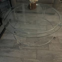 Beautiful Round Glass Coffee Table And End Table 