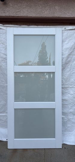White Modern Shaker 3-Lite Interior Door Slab - Frosted Glass⁠ 36x80
