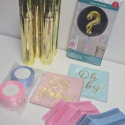 Gender Reveal Party Set Balloon Kit Confetti Cannons Oh Baby Decor