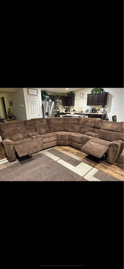 Brand new chocolate brown reclining comfy corduroy sectional sofa