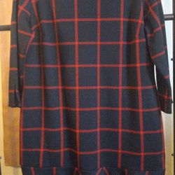 Apple C Black And Red Checkered Long Sleeve Flowers Him S H E A T H Dress Size 18 Zips And Back Excellent Condition