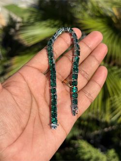 IGI Certified Lab Grown Colombian Emerald Bracelet | 925 Silver |9 inch length 