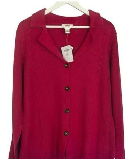Talbots NWT pink cashmere blend collared cardigan sweater jacket Large