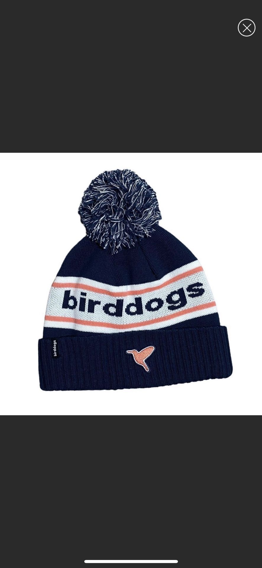 BIRDDOGS One Size Navy Blue White Stripe Spellout Beanie Winter Hat OS  