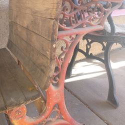 Antique Desk Oak And Cast Iron 