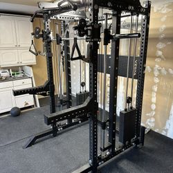 PRO SERIES Ultimate Half Rack Functional Trainer w/Smith Machine Bar | 400lb Stack | Gym Equipment | Fitness | Commercial | Squat Rack 