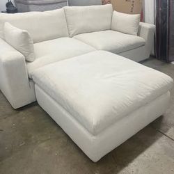 100 Inch Modular 3-Piece Feather Cloud Sectional - Cream