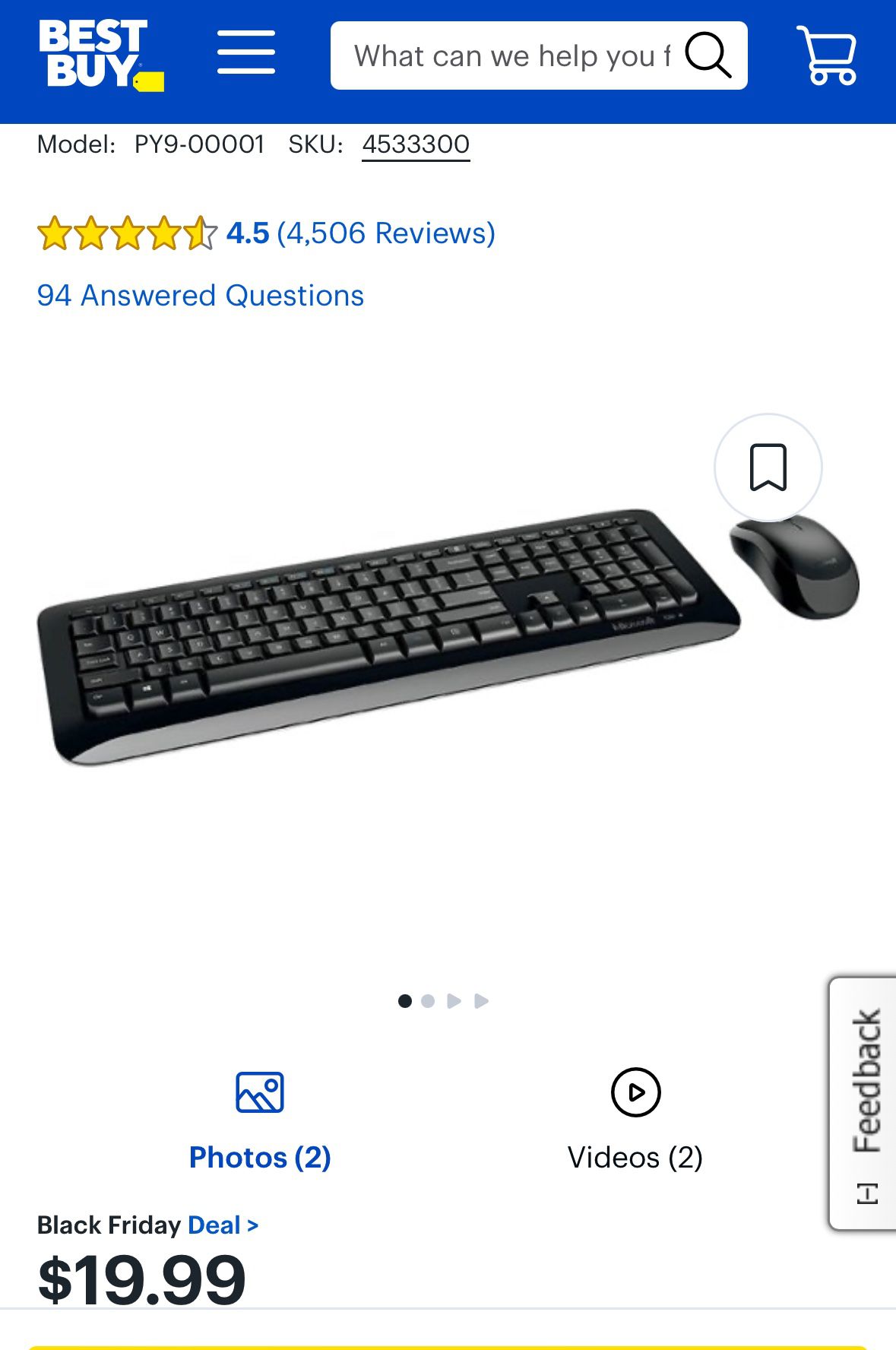 Microsoft Wireless  Keyboard With Mouse (usb Wired)
