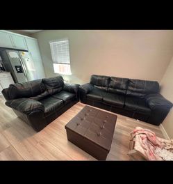 Black leather couch