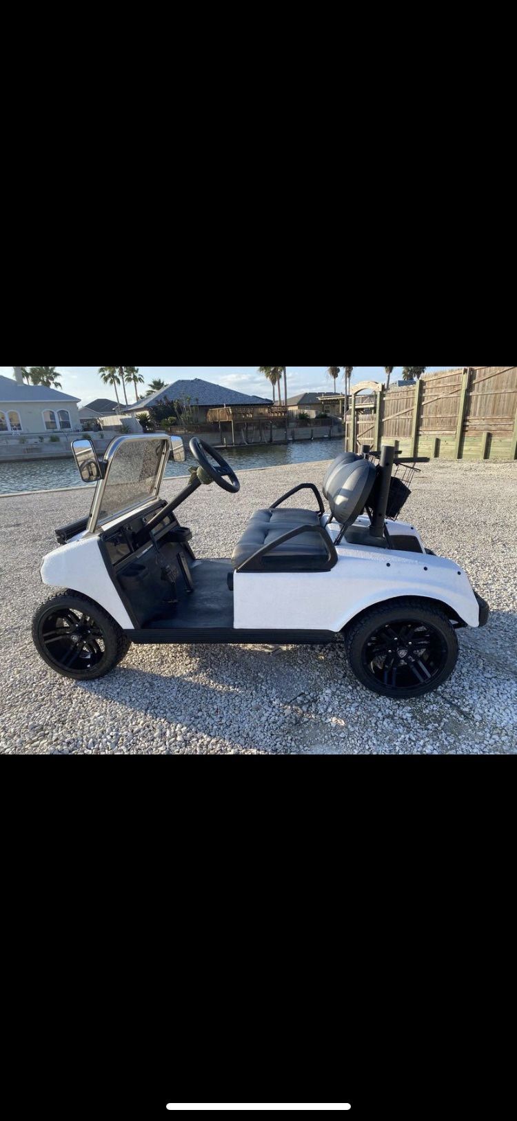 Club cart aluminum frame, black rims & tires, with Led head lights.