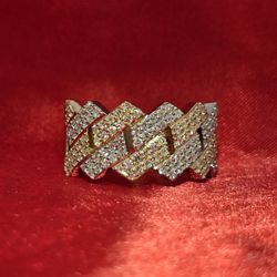 10k Yellow Gold Diamond Cuban Link Ring 1.15 ctw