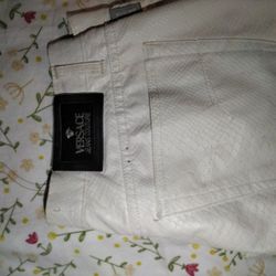 Authentic Versace Leather Alligator Print Pants 