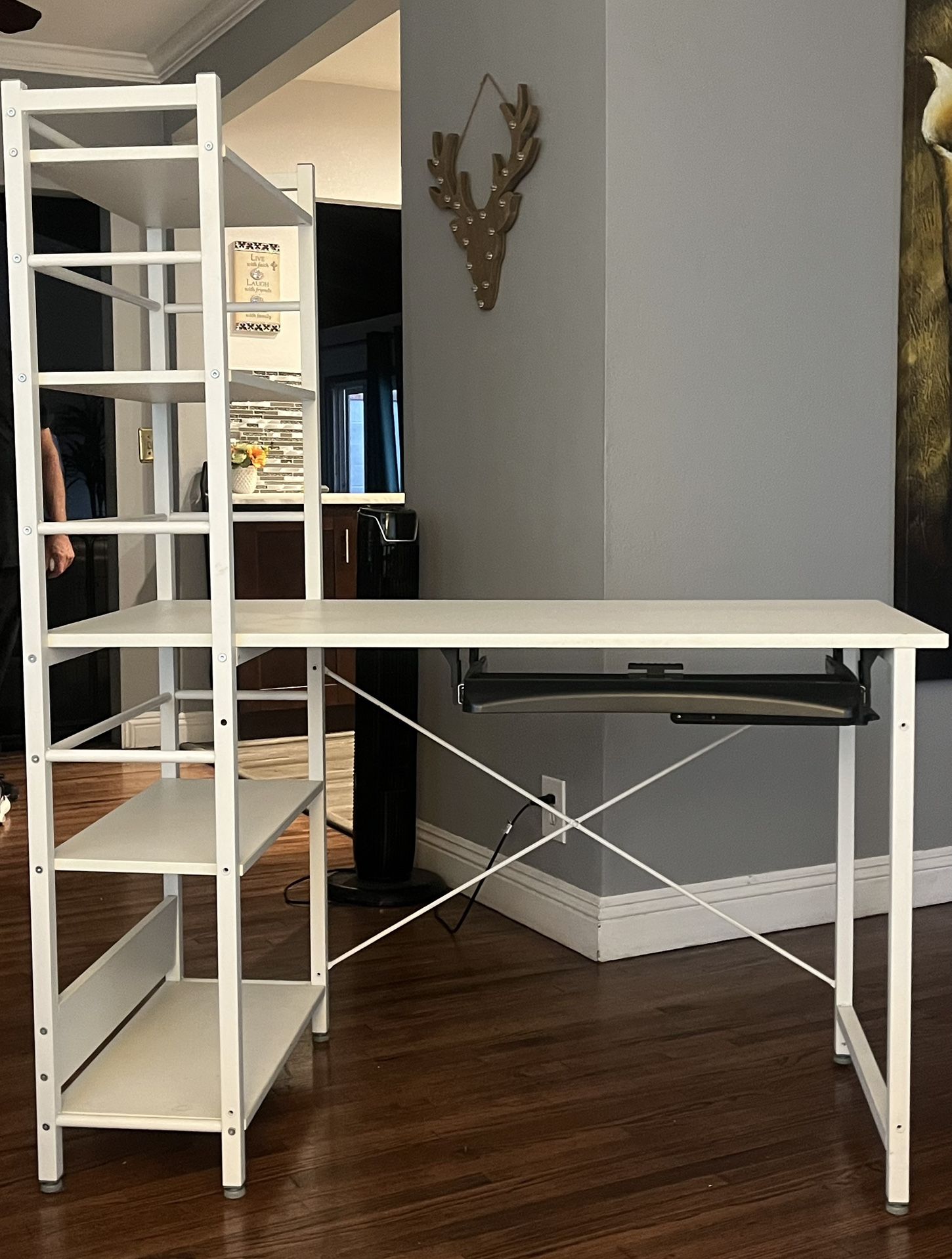 White Desk With 4 Shelves
