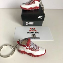 Jordan 10 Retro Red Steel 3D Mini Sneaker Keychain