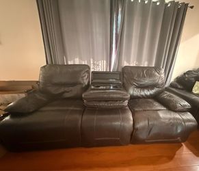 Leather, Reclining Sofa and Love Seat