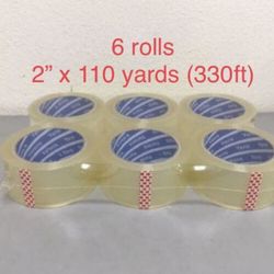 Brand New 6 rolls 2” x 110 yards (330ft) clear tapes sealing packing tape for carton box shipping