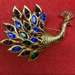 Trifari Jeweled Peacock 