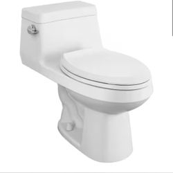 Colony 1-Piece 1.28 GPF Single Flush Elongated Toilet in White Seat Included