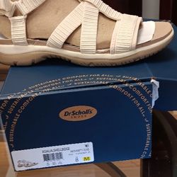 DR. SCHOLL'S Size 7 ADALIA SHELL BEIGE SANDALS

